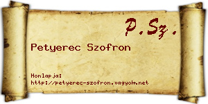 Petyerec Szofron névjegykártya